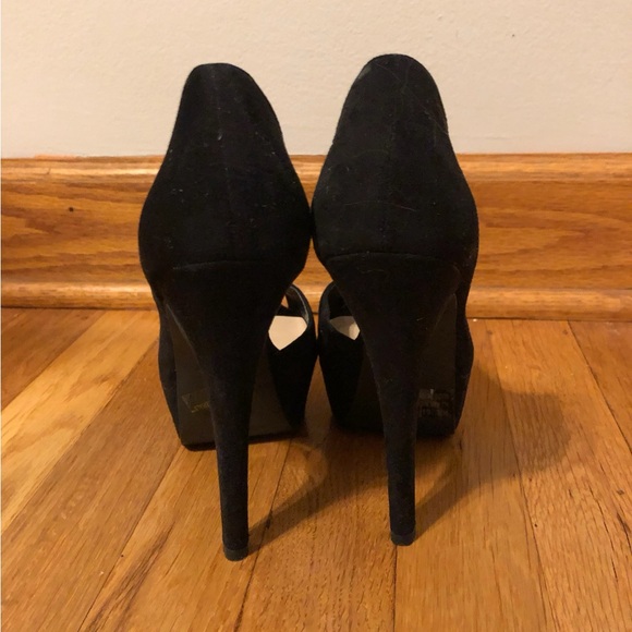 Breckelles Women’s High Heels Suede Open Toe Pumps - Picture 4 of 7